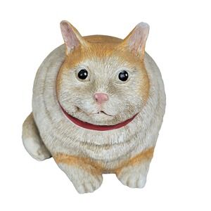 The Portlys Chubby Ginger Buff Cat Ceramic Figurine By Evergreen Key Hider 4.5"